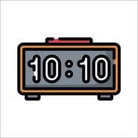 An alarm clock with the time 10 o 'clock vector
