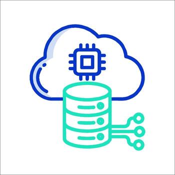 un nube con un computadora chip y un apilar de servidores vector