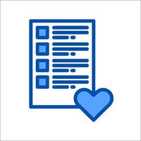 Checklist icon with heart illustration vector