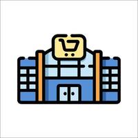 A shopping center icon with a shopping cart vector