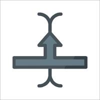 A flat icon of a pipe with an arrow pointing up vector