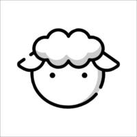 A sheep face icon in a simple line style vector