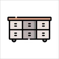 A flat icon of a desk with drawers vector