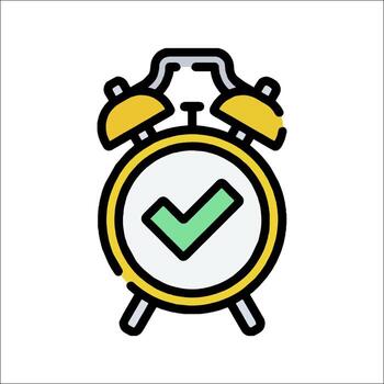 An alarm clock with tick mark on it vector