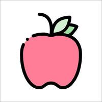 An apple icon with a green leaf on it vector