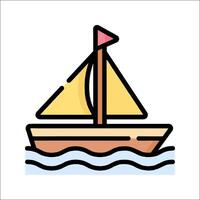 A sailboat floating in the ocean with a flag on it vector
