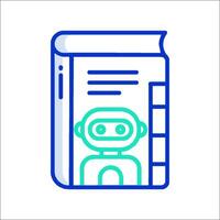 A robot is sitting in a book vector