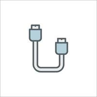 A flat icon of a cable connected to a computer vector