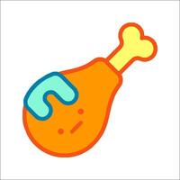 A cartoon chicken with a bone in its head vector