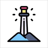 A lighthouse icon with a light on top vector