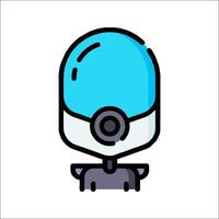 A robot with a blue helmet on its head vector