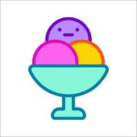 An ice cream bowl with a smiley face on top vector