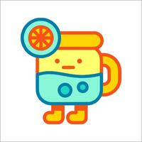 A cartoon character holding a cup with a lemon slice vector