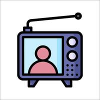 Tv icon with a person on it, isolated on white background vector