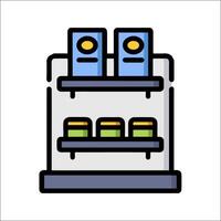 A refrigerator with two shelves and two bottles vector
