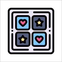 A square with four hearts and stars on it vector