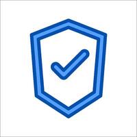 A blue shield with a tick mark on it vector
