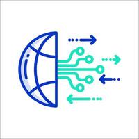 A globe with arrows coming out of it vector
