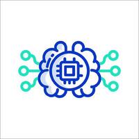 A blue and green icon of a computer chip vector