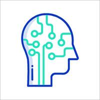 A head with a circuit board in it vector