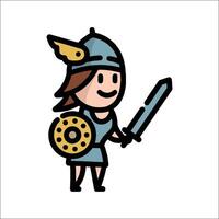 A cartoon character with a sword and shield vector