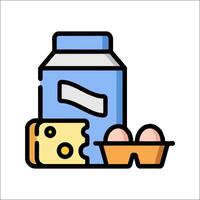 A bottle of milk and eggs on a white background vector