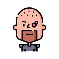 A cartoon man with a bald head and a pink eye vector