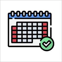 A calendar icon with a tick mark on it vector