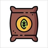 A bag of coffee beans with a leaf on it vector