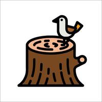 A bird perched on top of a tree stump vector