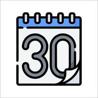 A calendar with the number 30 on it vector