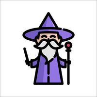 A wizard with a hat and a wand vector