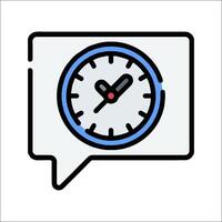 A clock in a speech bubble with a speech bubble around it vector