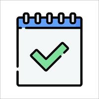 A calendar with a tick mark on it vector