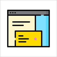 A web page with a yellow envelope and a pink star vector