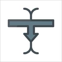 A cross with an arrow pointing down vector