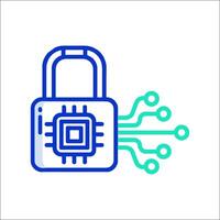 A padlock with a circuit board inside vector