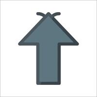 A flat icon of an arrow pointing up vector