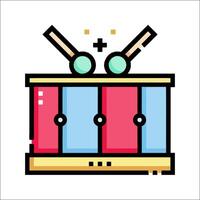 A colorful drum kit icon with two sticks vector