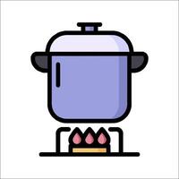A pot on a stove with a lid on it vector