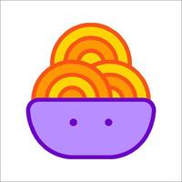 A bowl of pasta with a smiley face on it vector