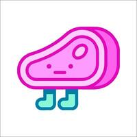 A pink and blue meat with a face on it vector