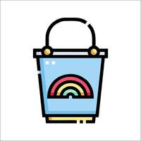 A bucket with a rainbow inside it vector