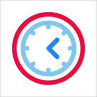 A red and blue clock icon on a white background vector