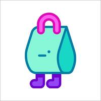 A cartoon bag with a pink handle and purple handle vector