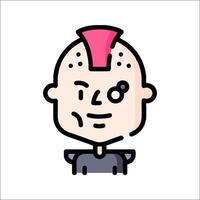 A cartoon man with a pink mohawk and a black shirt vector