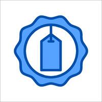 A blue label with a price tag on it vector