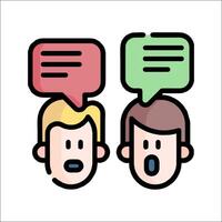 Two people with speech bubbles on their heads vector