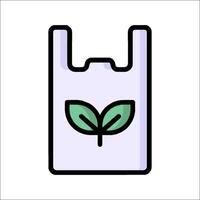 A plastic bag with a green leaf inside vector