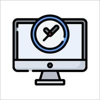A computer monitor with a clock on it vector